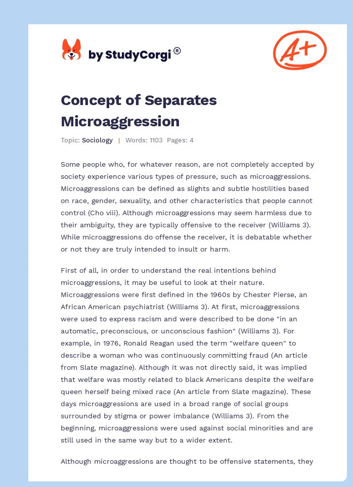 Concept of Separates Microaggression. Page 1