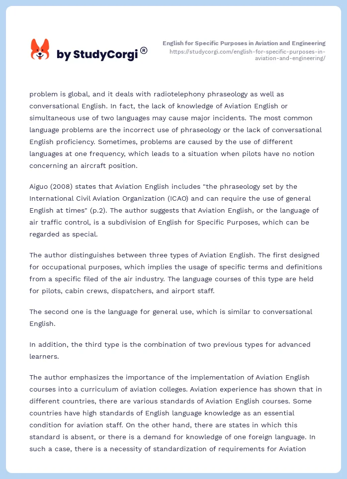 English for Specific Purposes in Aviation and Engineering. Page 2