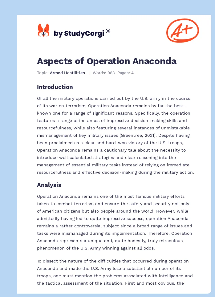 Aspects of Operation Anaconda. Page 1