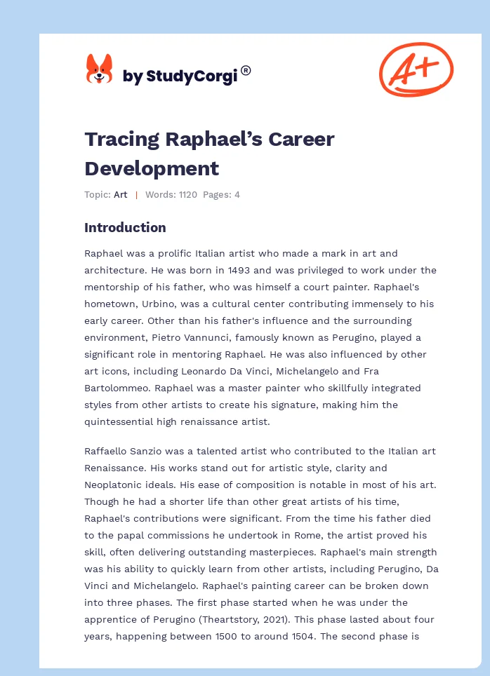 Tracing Raphael’s Career Development. Page 1