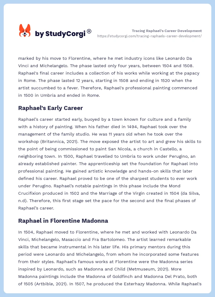 Tracing Raphael’s Career Development. Page 2