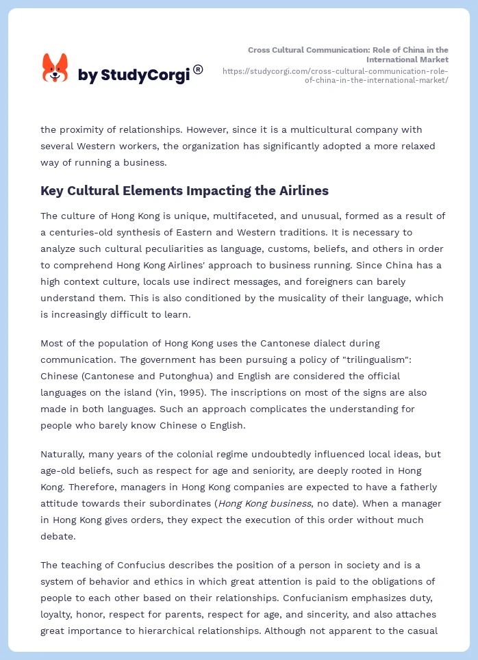 Cross Cultural Communication: Role of China in the International Market. Page 2