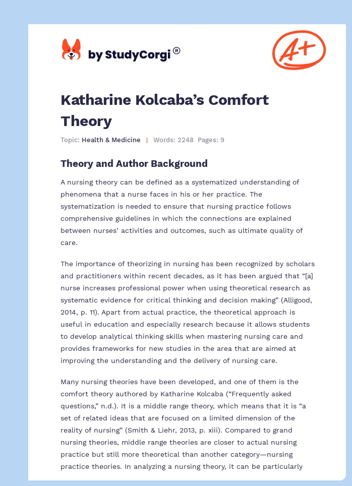 Katharine Kolcaba’s Comfort Theory. Page 1