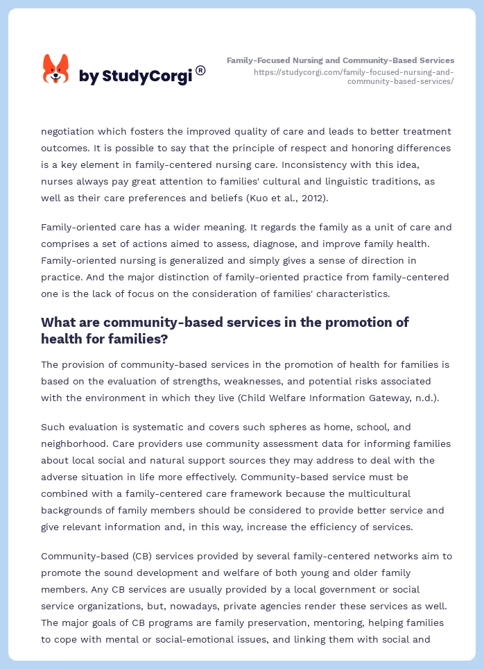 Family-Focused Nursing and Community-Based Services. Page 2