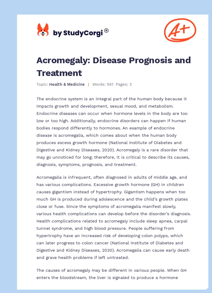 Acromegaly: Disease Prognosis and Treatment. Page 1