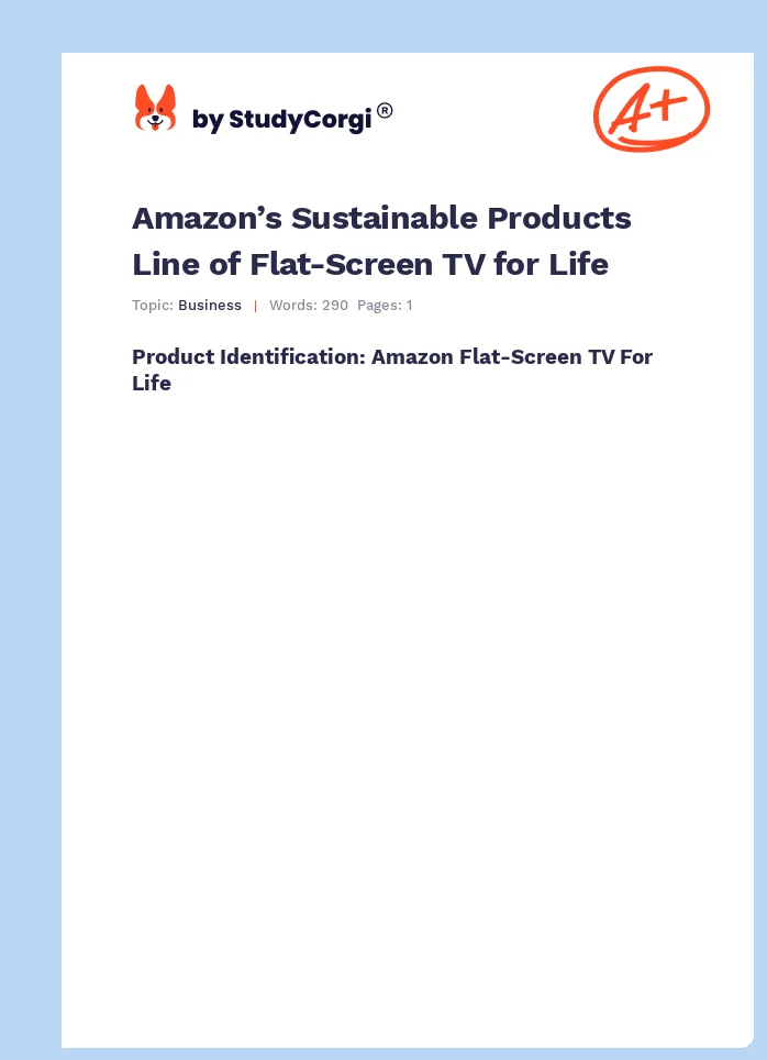 Amazon’s Sustainable Products Line of Flat-Screen TV for Life. Page 1