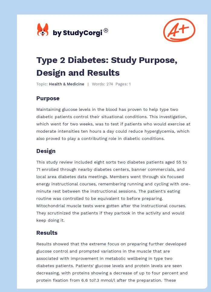 Type 2 Diabetes: Study Purpose, Design and Results. Page 1