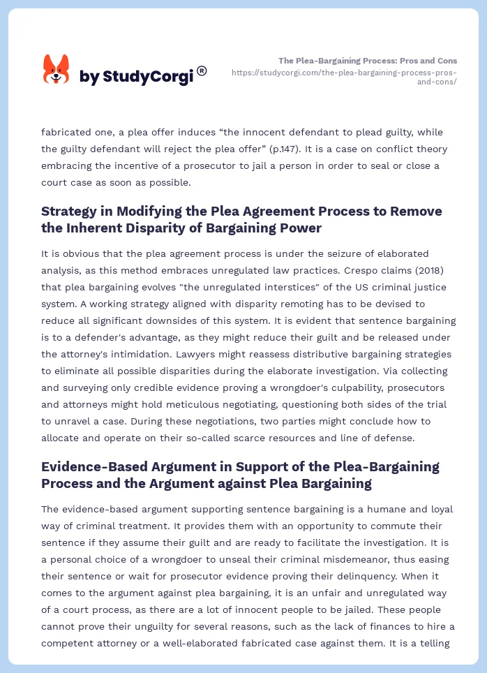 The Plea-Bargaining Process: Pros and Cons. Page 2