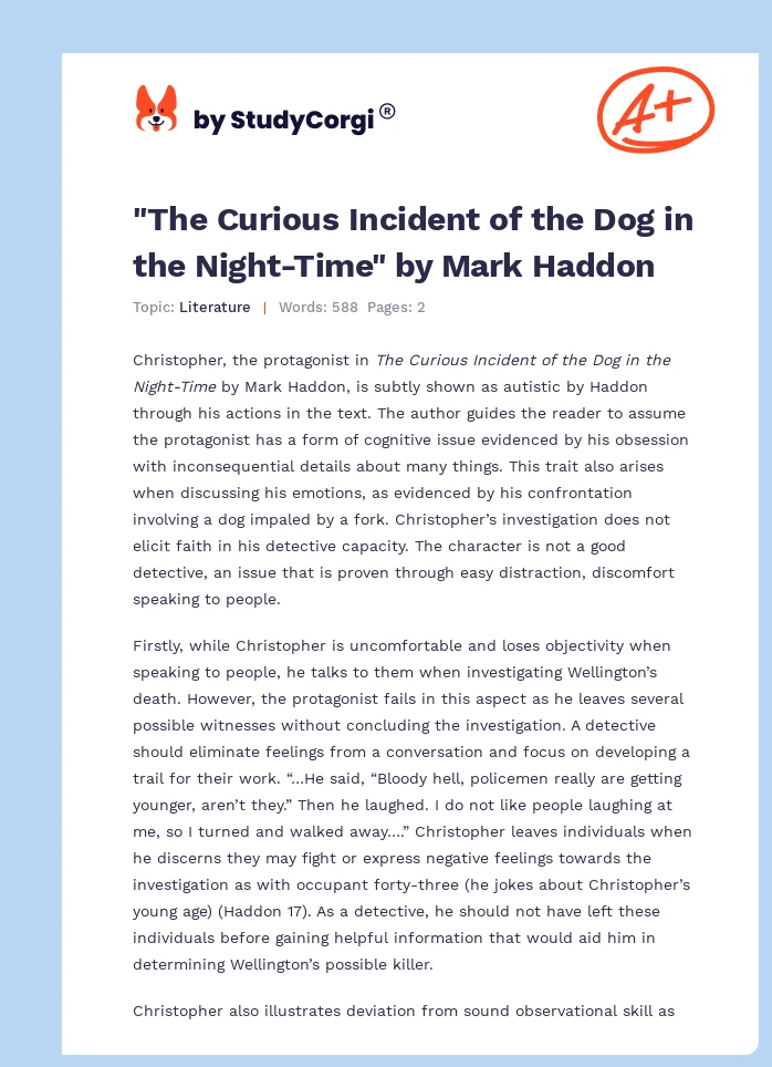 "The Curious Incident of the Dog in the Night-Time" by Mark Haddon. Page 1
