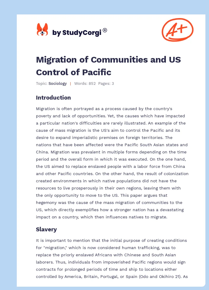 Migration of Communities and US Control of Pacific. Page 1