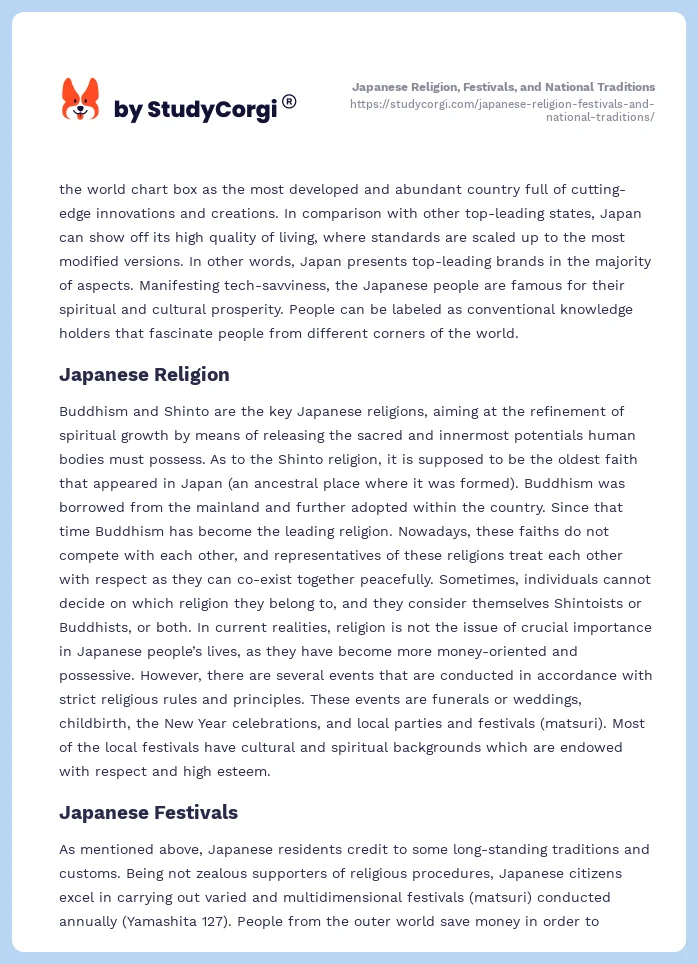 Japanese Religion, Festivals, and National Traditions. Page 2