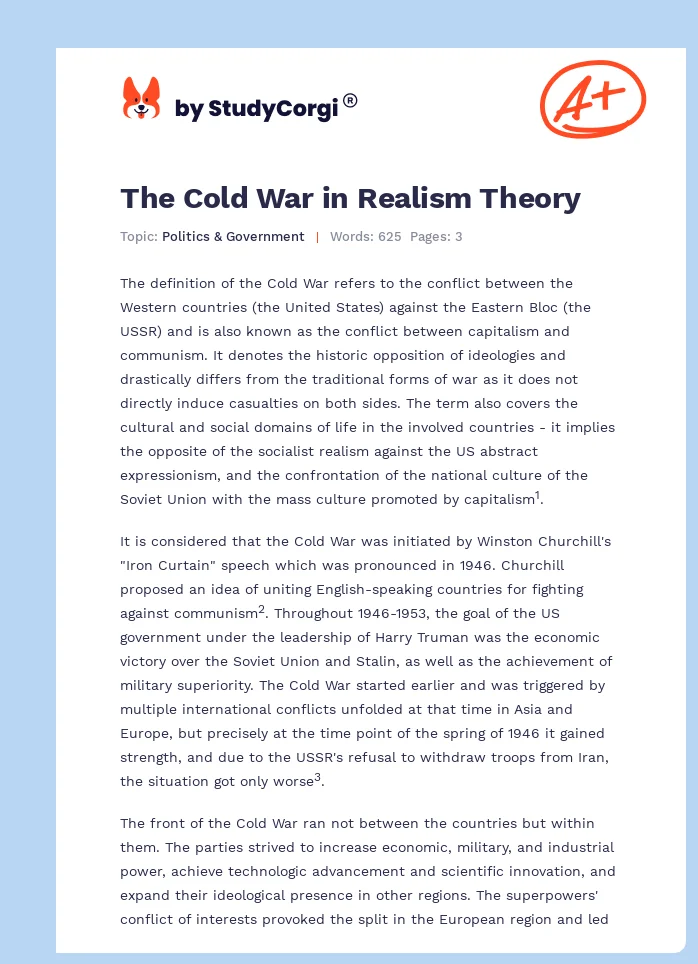 The Cold War in Realism Theory. Page 1