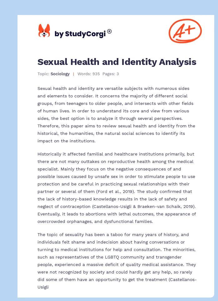 Sexual Health and Identity Analysis. Page 1