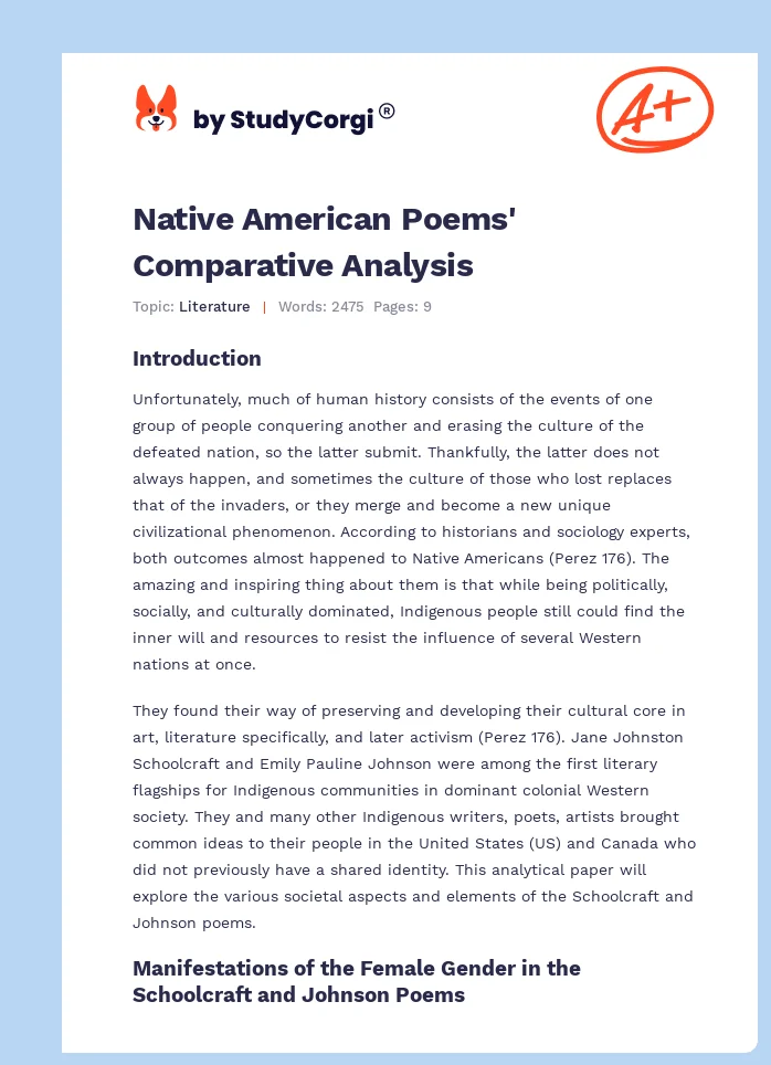 Native American Poems' Comparative Analysis. Page 1