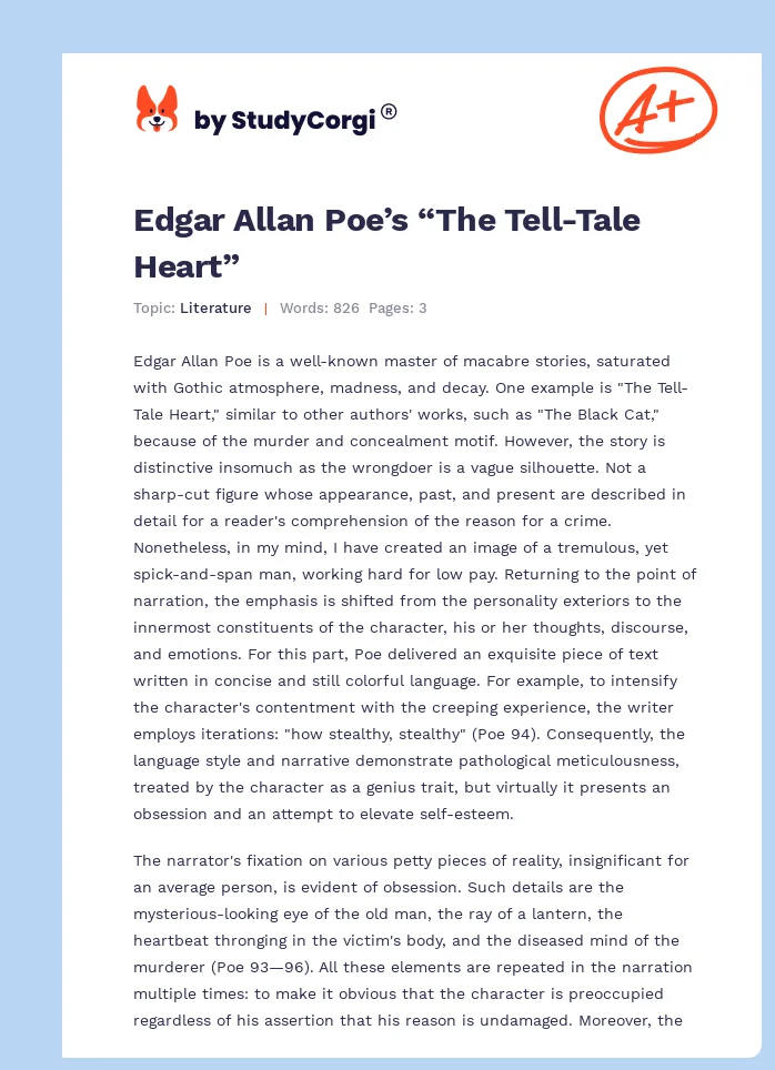 Edgar Allan Poe’s “The Tell-Tale Heart”. Page 1