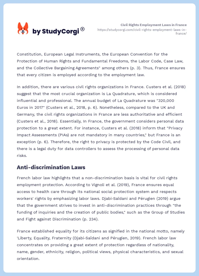 Civil Rights Employment Laws in France. Page 2