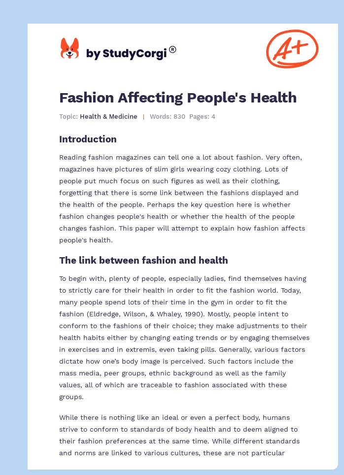Fashion Affecting People's Health. Page 1