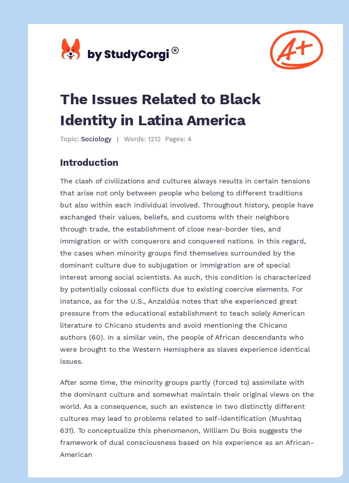 The Issues Related to Black Identity in Latina America. Page 1