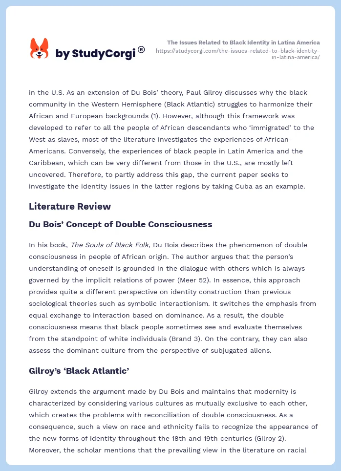 The Issues Related to Black Identity in Latina America. Page 2
