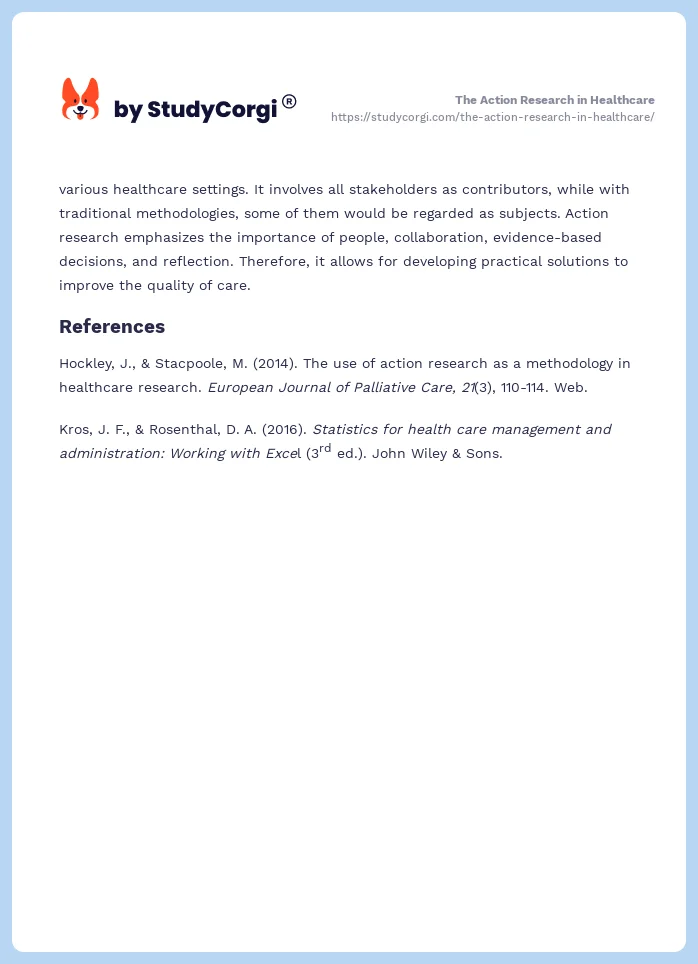 The Action Research in Healthcare. Page 2