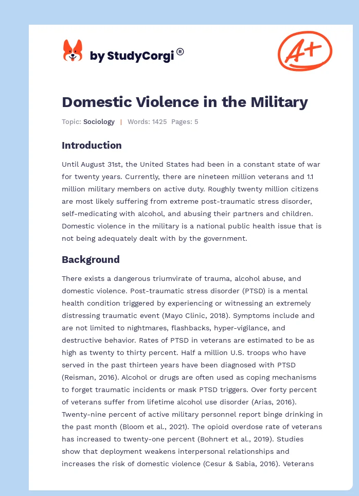 Domestic Violence in the Military. Page 1