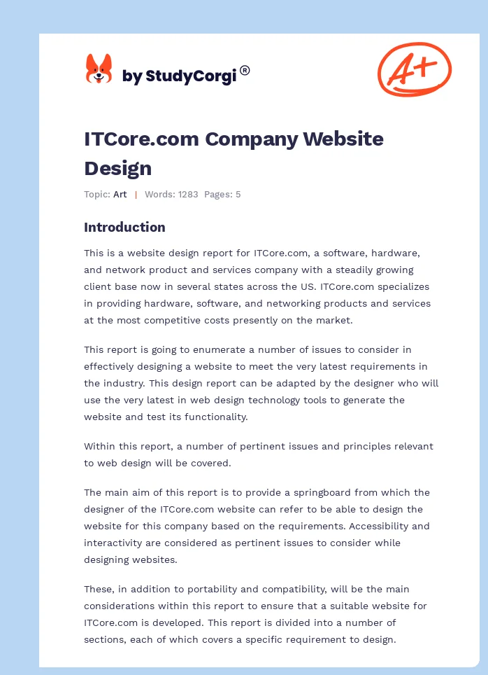 ITCore.com Company Website Design. Page 1