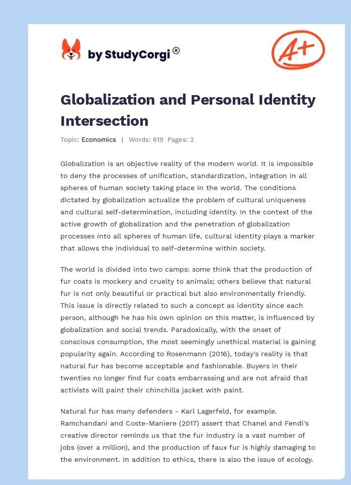 Globalization and Personal Identity Intersection. Page 1