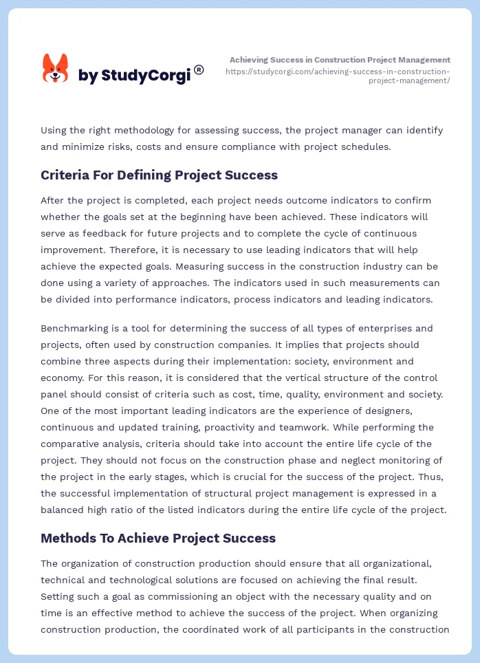 Achieving Success in Construction Project Management. Page 2