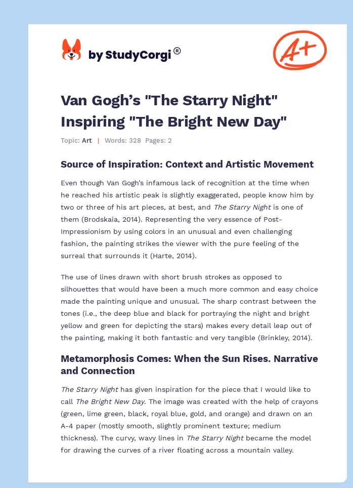 Van Gogh’s "The Starry Night" Inspiring "The Bright New Day". Page 1