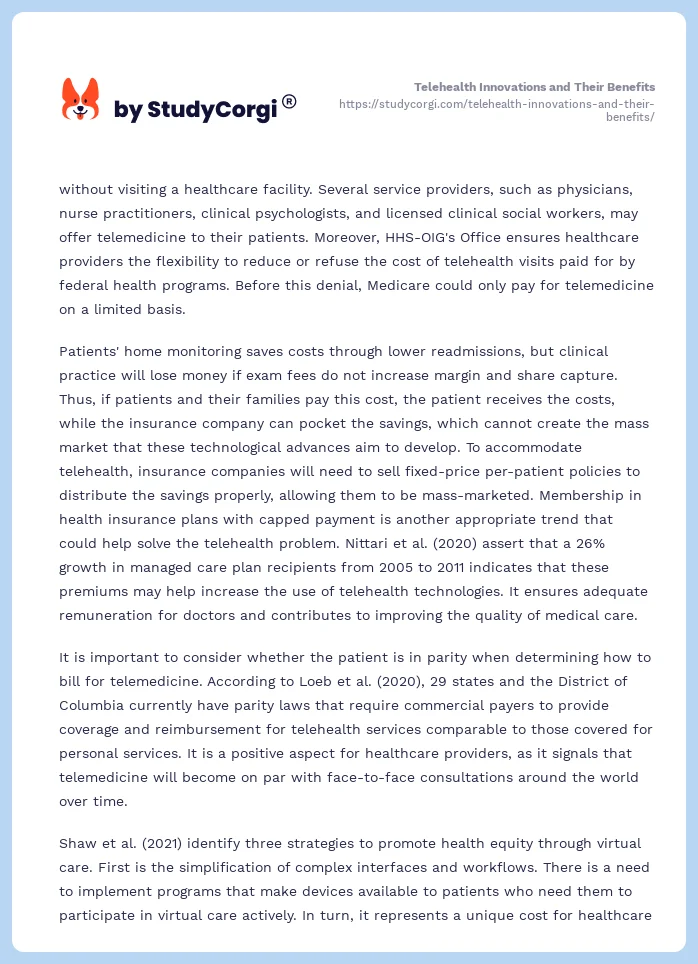 Telehealth Innovations and Their Benefits. Page 2