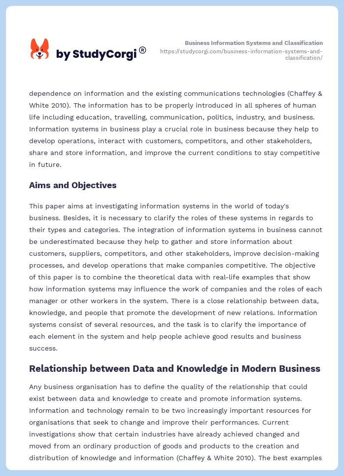 Business Information Systems and Classification. Page 2