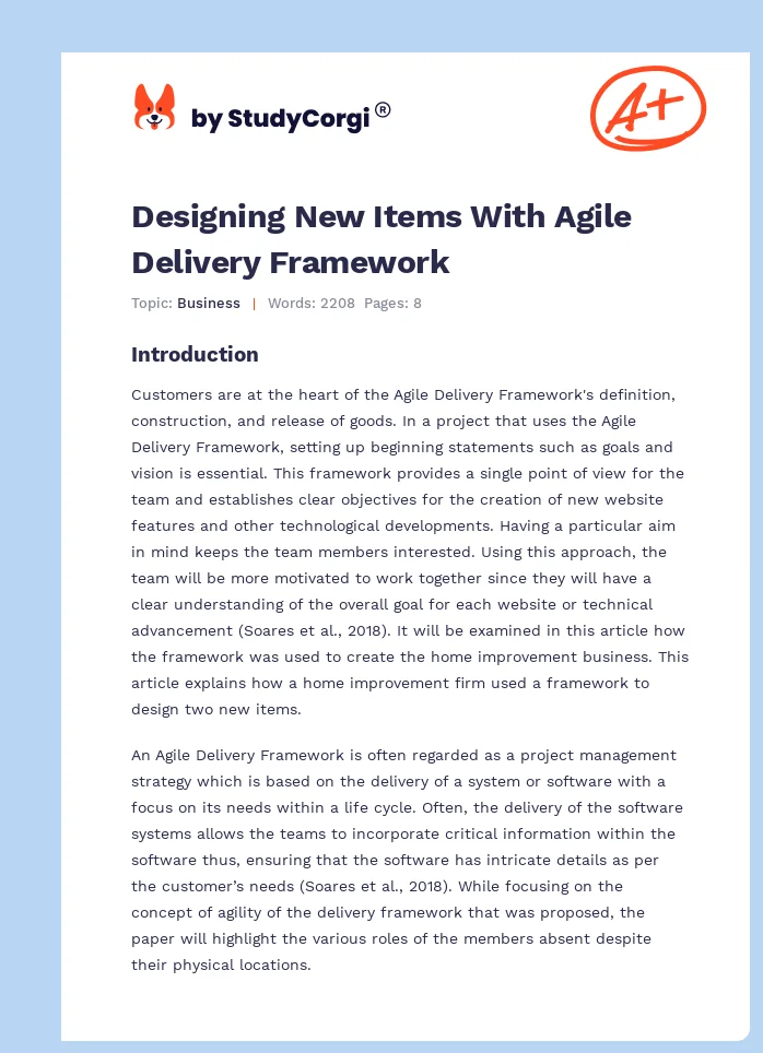 Designing New Items With Agile Delivery Framework. Page 1