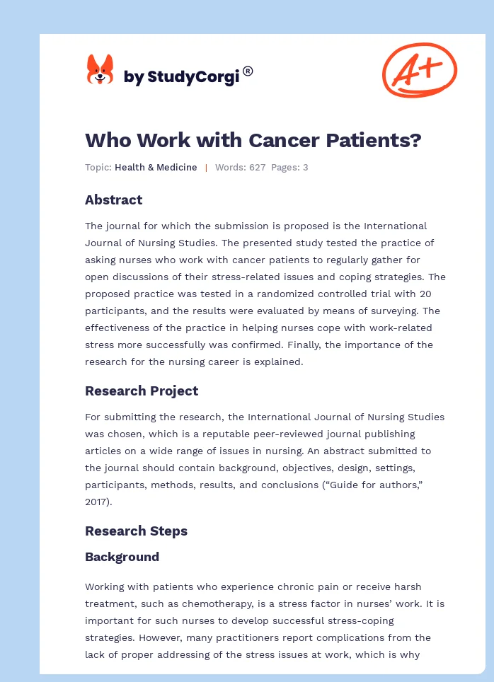 Who Work with Cancer Patients?. Page 1