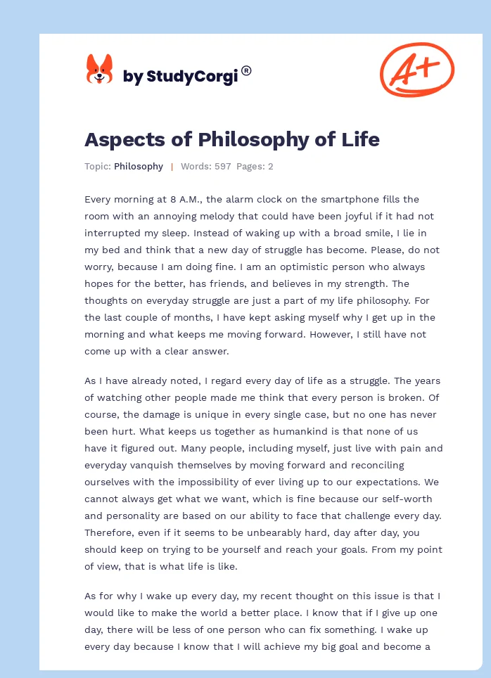 Aspects of Philosophy of Life. Page 1