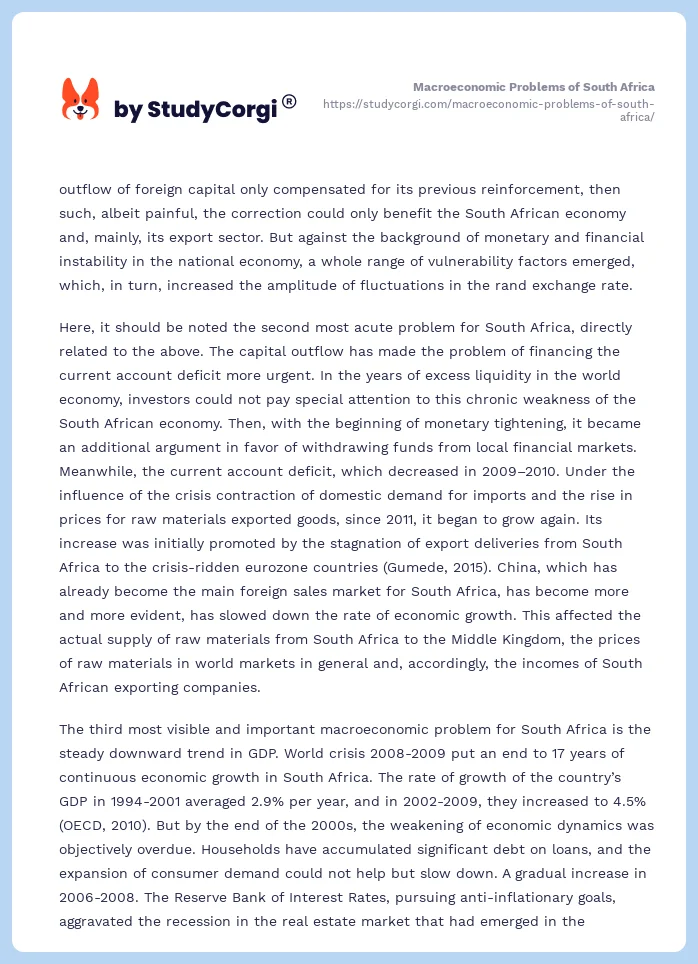 Macroeconomic Problems of South Africa. Page 2