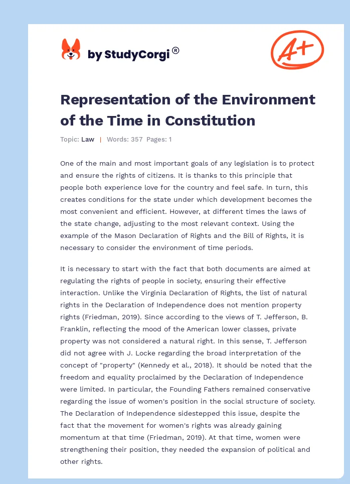 Representation of the Environment of the Time in Constitution. Page 1