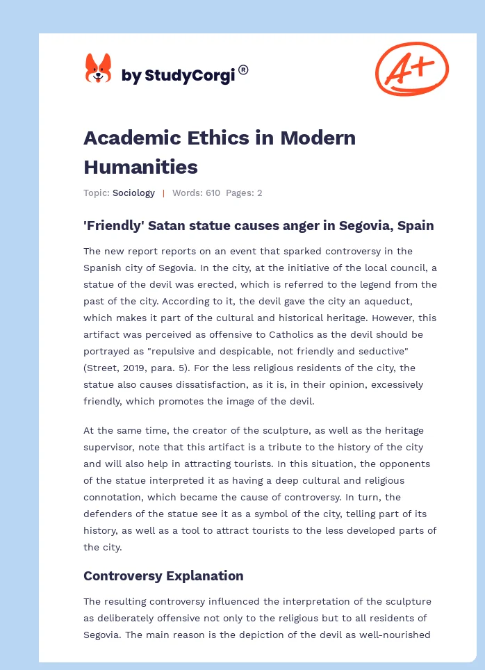 Academic Ethics in Modern Humanities. Page 1