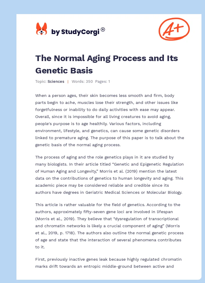 The Normal Aging Process and Its Genetic Basis. Page 1