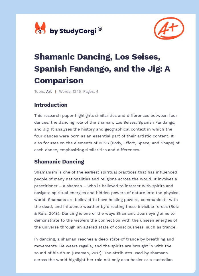Shamanic Dancing, Los Seises, Spanish Fandango, and the Jig: A Comparison. Page 1