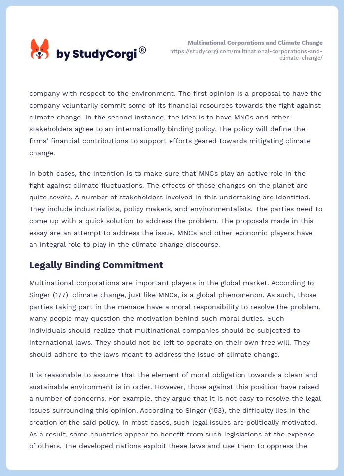 Multinational Corporations and Climate Change. Page 2