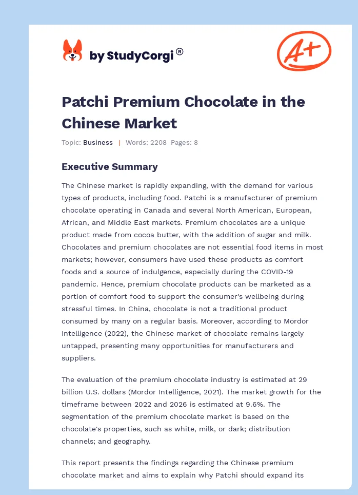 Patchi Premium Chocolate in the Chinese Market. Page 1