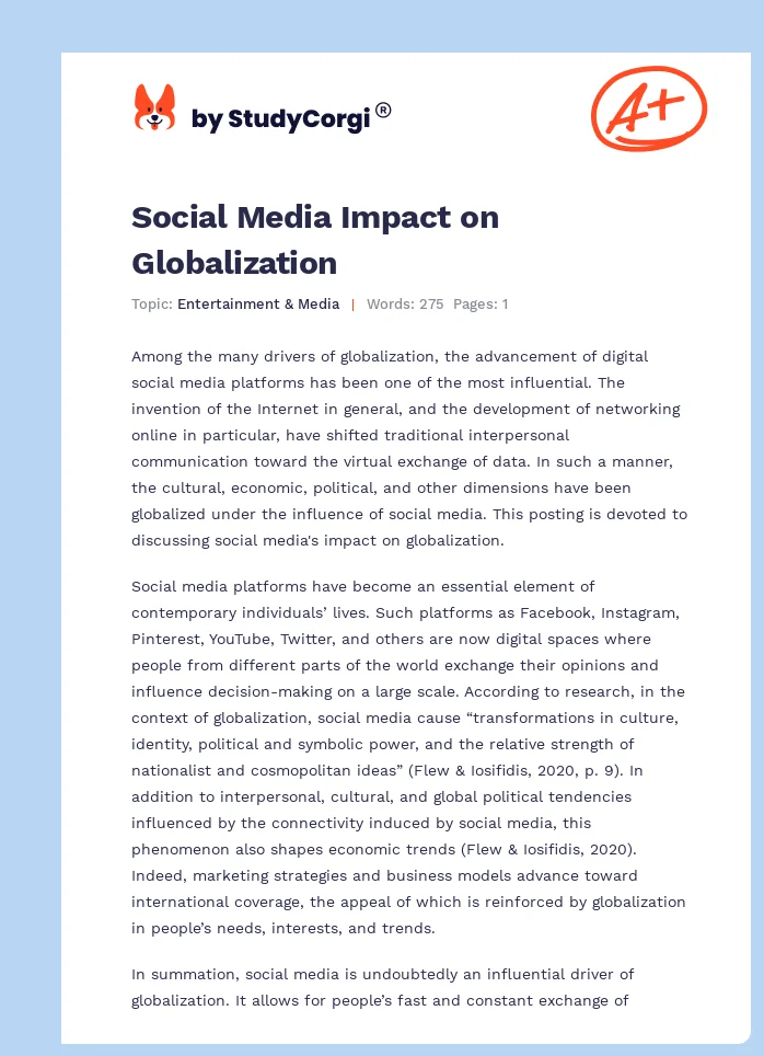 Social Media Impact on Globalization. Page 1