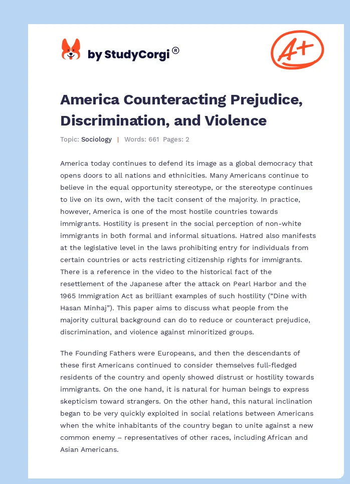 America Counteracting Prejudice, Discrimination, and Violence. Page 1