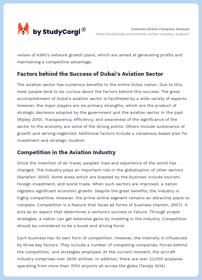 Emirates Airline Company Analysis. Page 2
