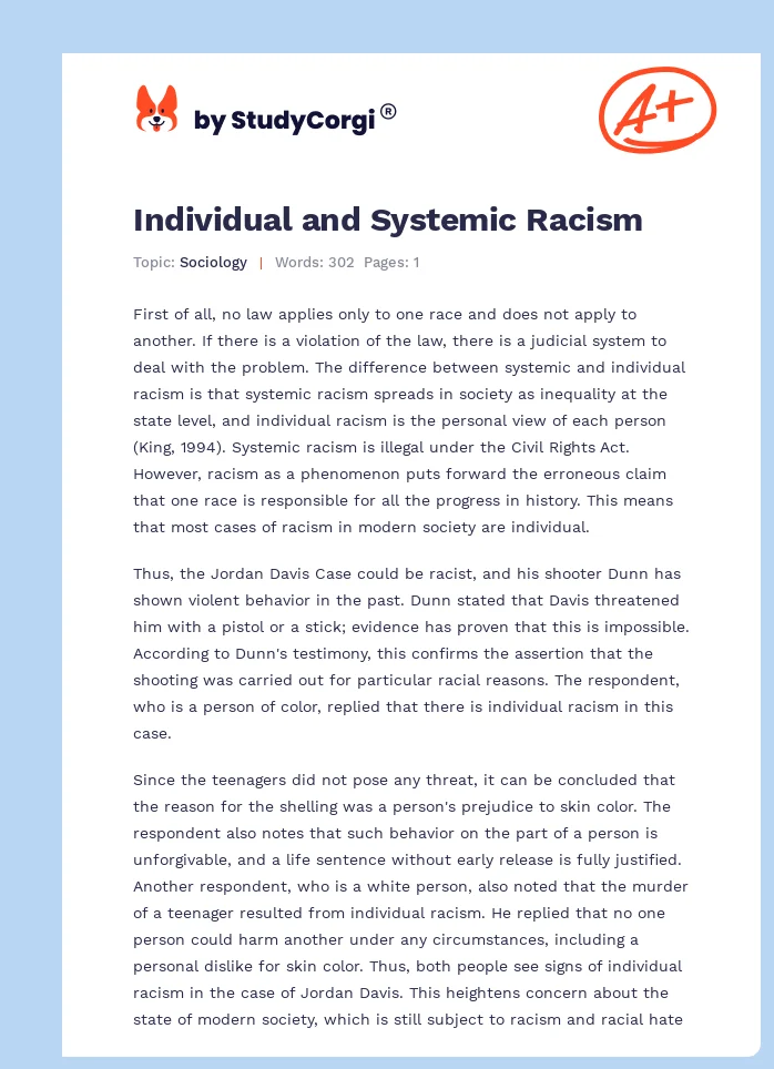Individual and Systemic Racism. Page 1