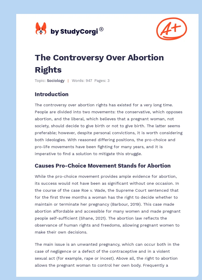 The Controversy Over Abortion Rights. Page 1