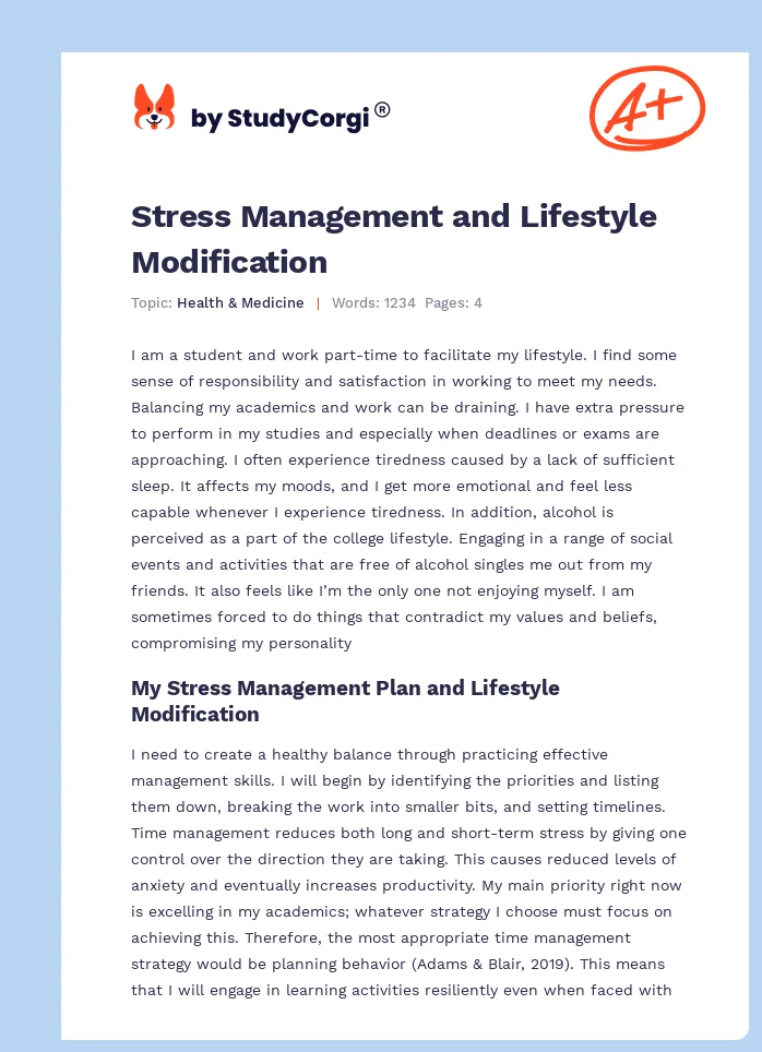 Stress Management and Lifestyle Modification. Page 1