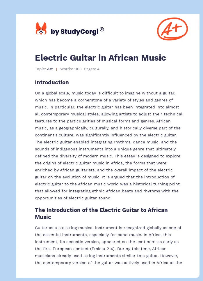 Electric Guitar in African Music. Page 1