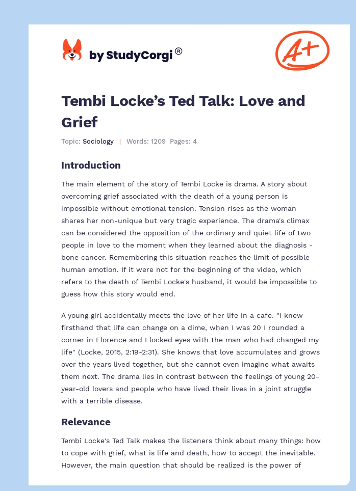 Tembi Locke’s Ted Talk: Love and Grief. Page 1