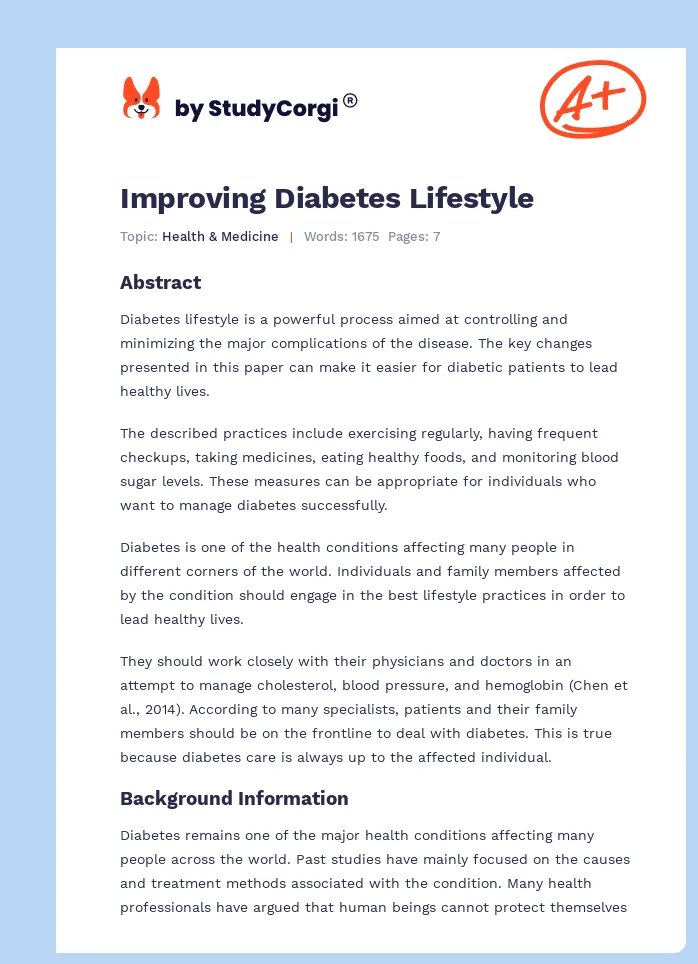 Improving Diabetes Lifestyle. Page 1